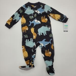 Carter's Child Of Mine Fleece Footie Sleeper Animal Print One Piece Size 12m NEW